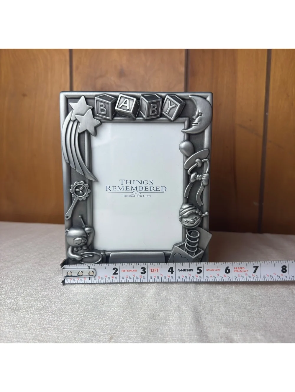 Vintage Thing Remembered Baby Photo Album Frame 4x6 Silver Tone Nursery Keepsake